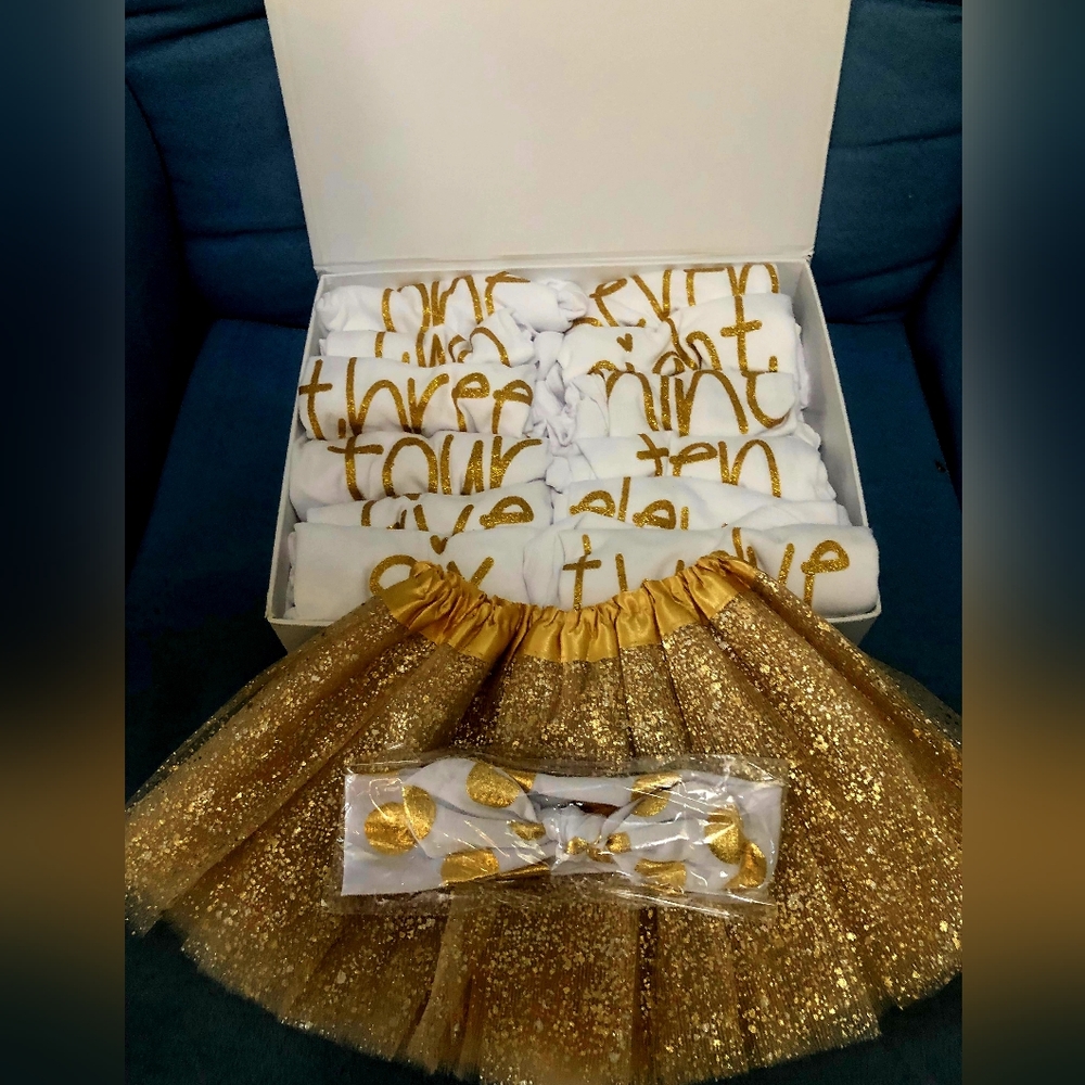 Navi 12 months of onsies.